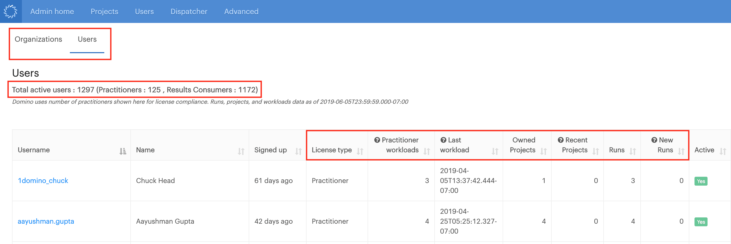 License usage reporting in Domino