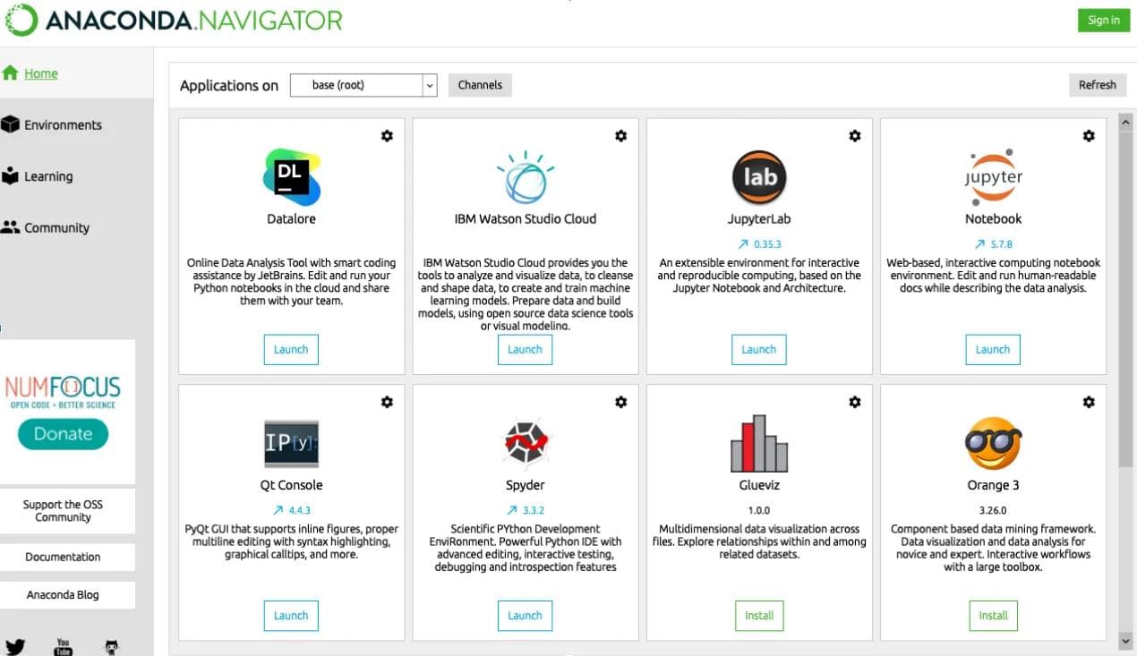 Anaconda Navigator GUI