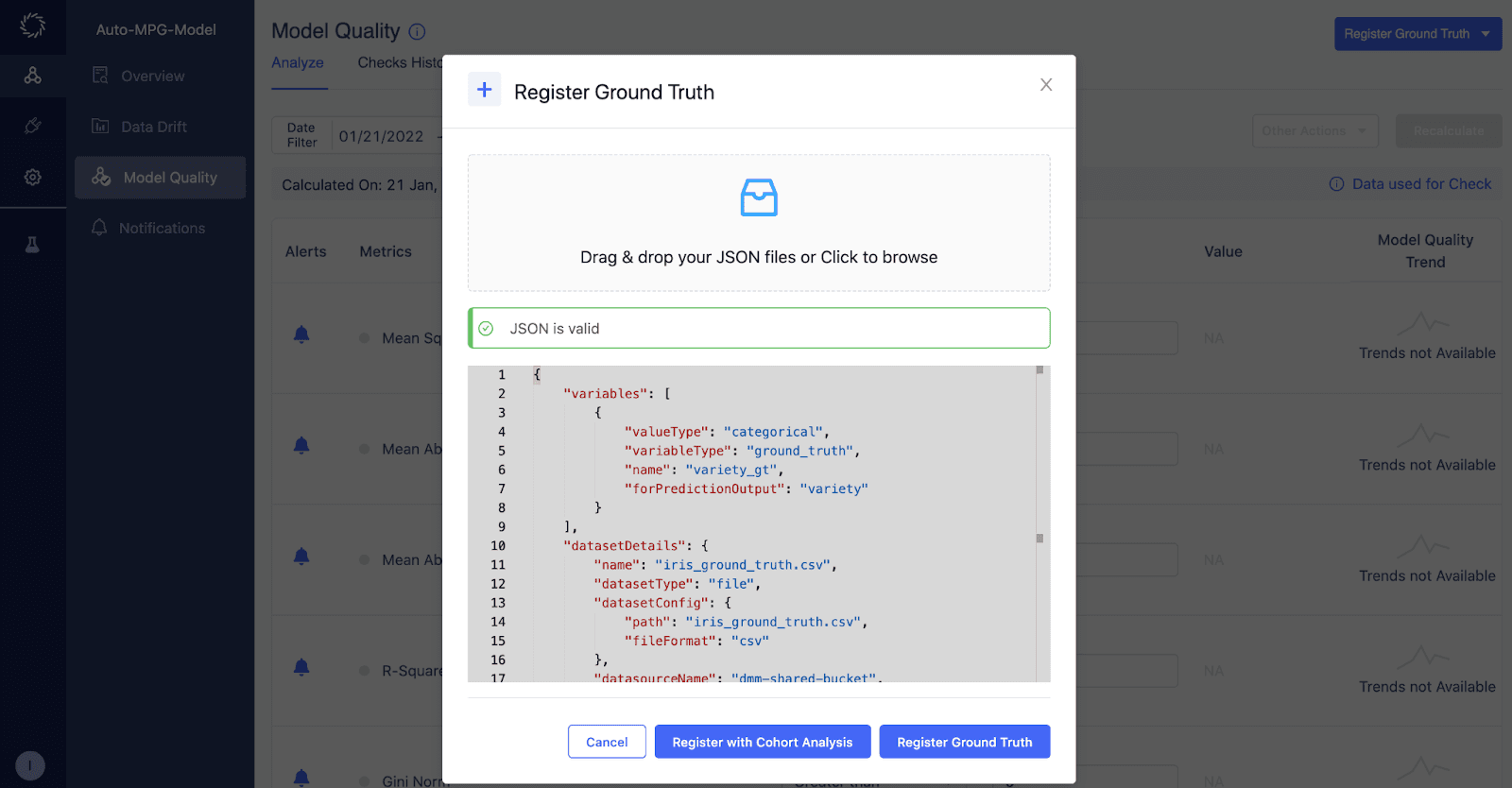 Register ground truth data for automated insights