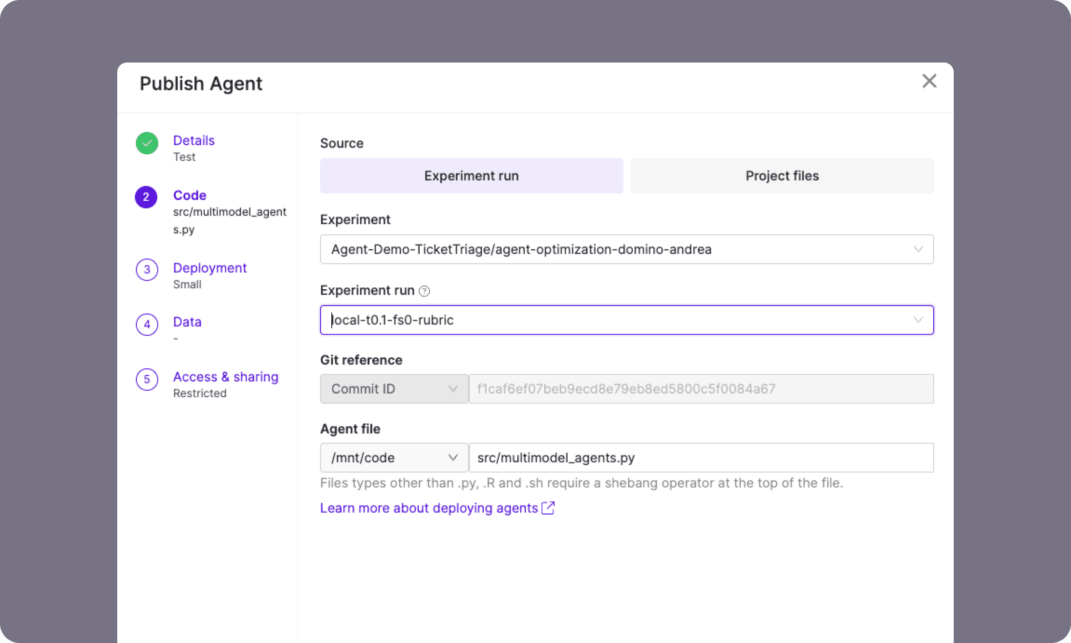 Seamless deployment from evaluation to production