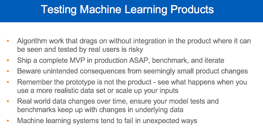Testing Machine Learning Products