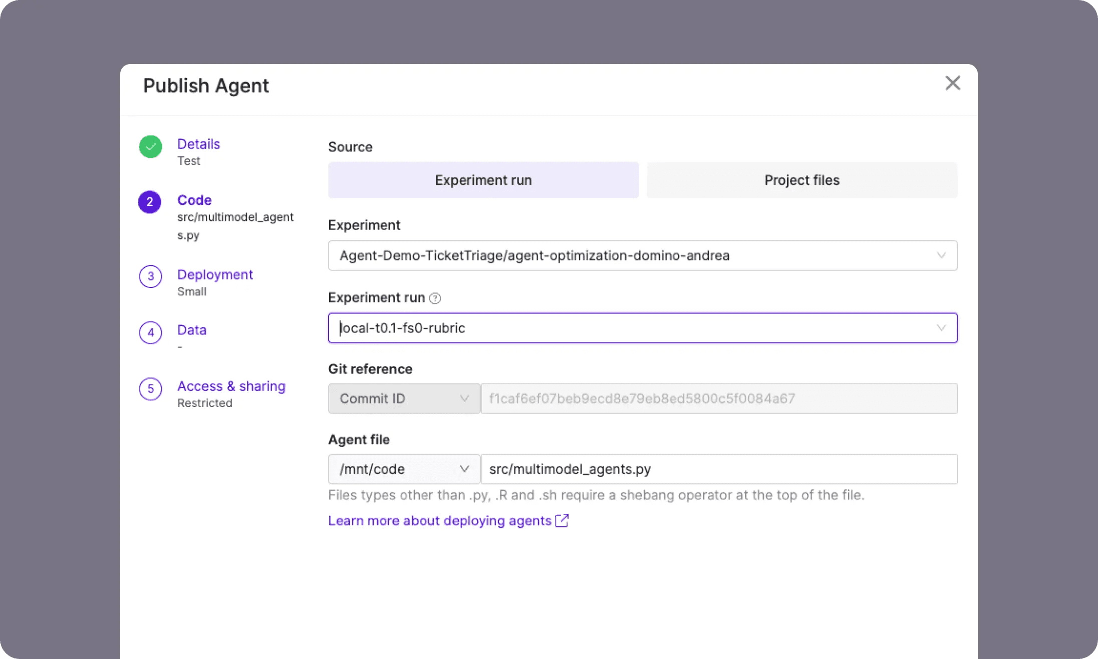 Seamless deployment from evaluation to production