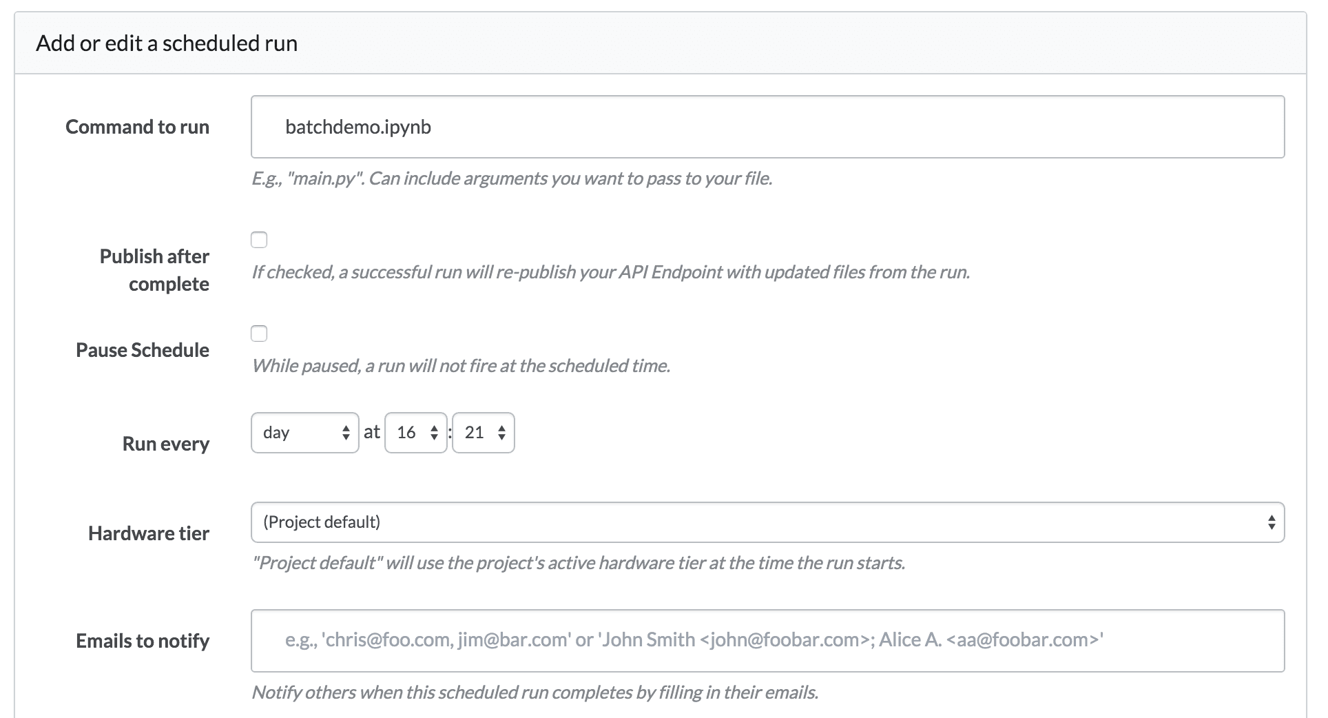 scheduling dashboard run in a jupyter notebook