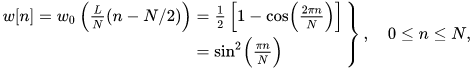Hanning window function