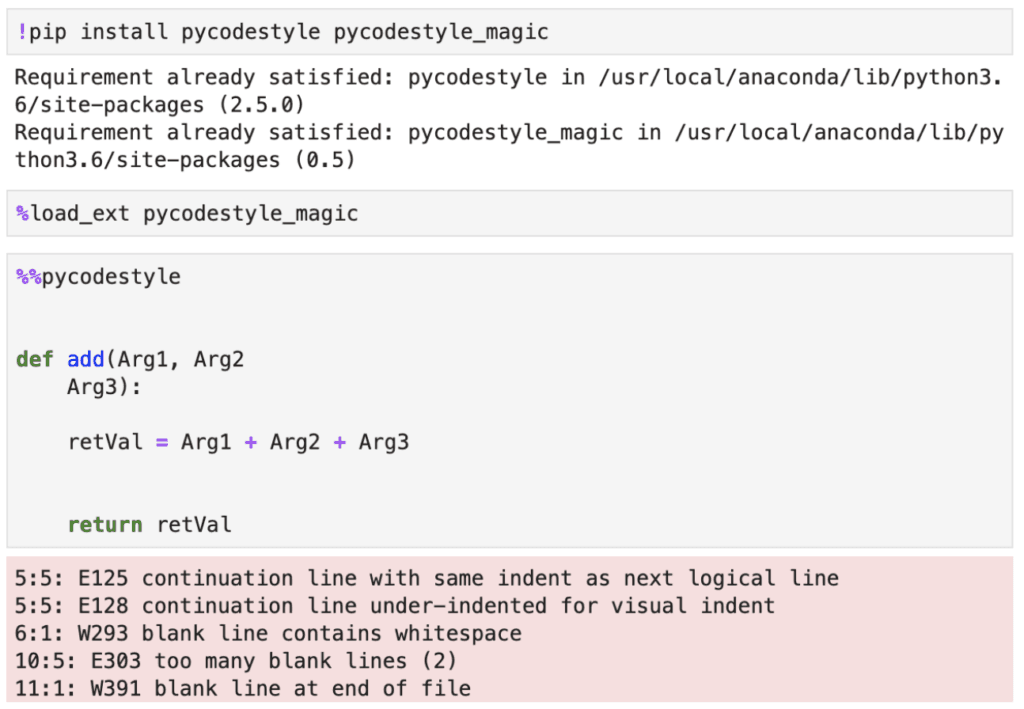 Pycodestyle in notebook
