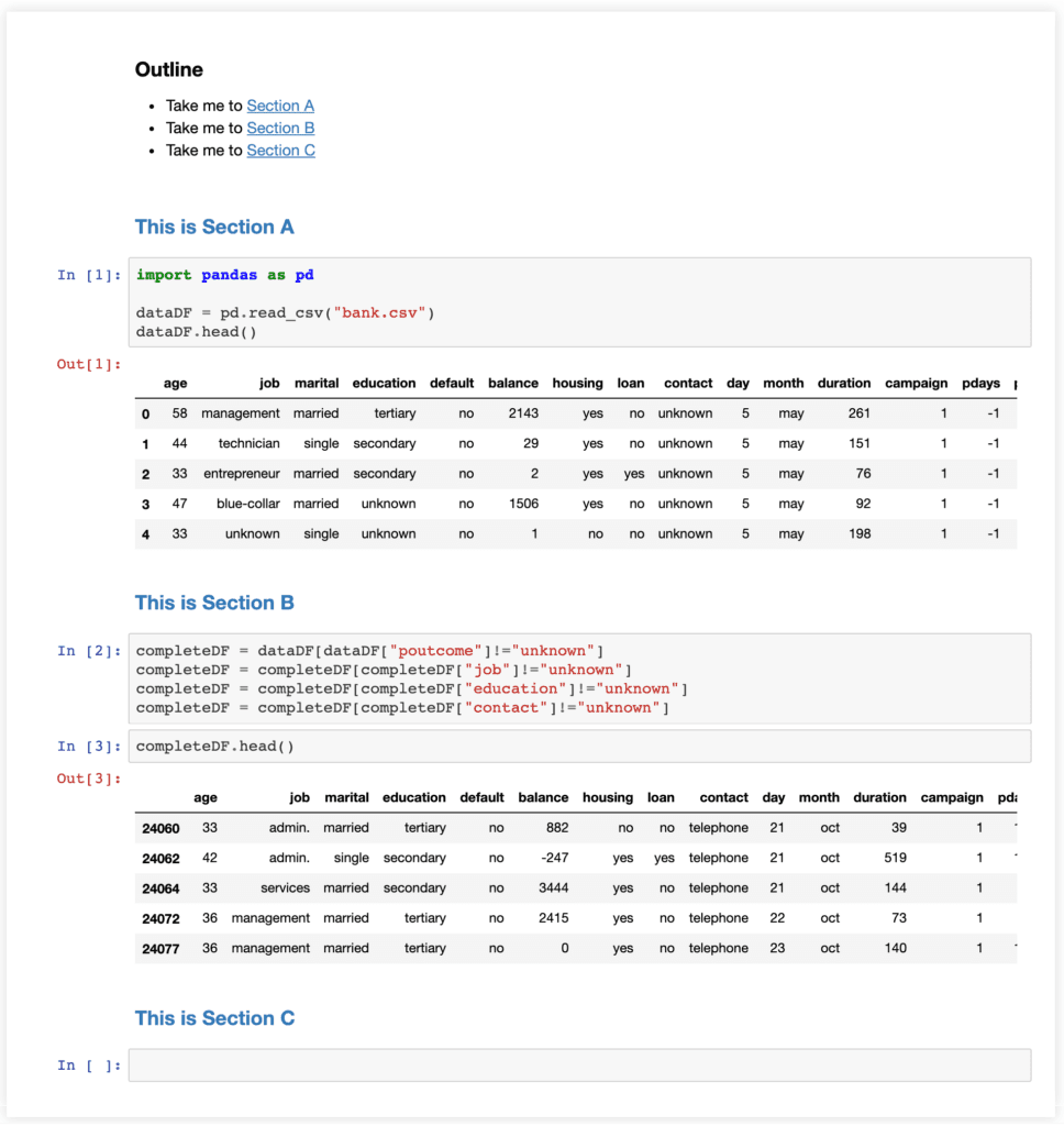 The sample notebook before refactoring