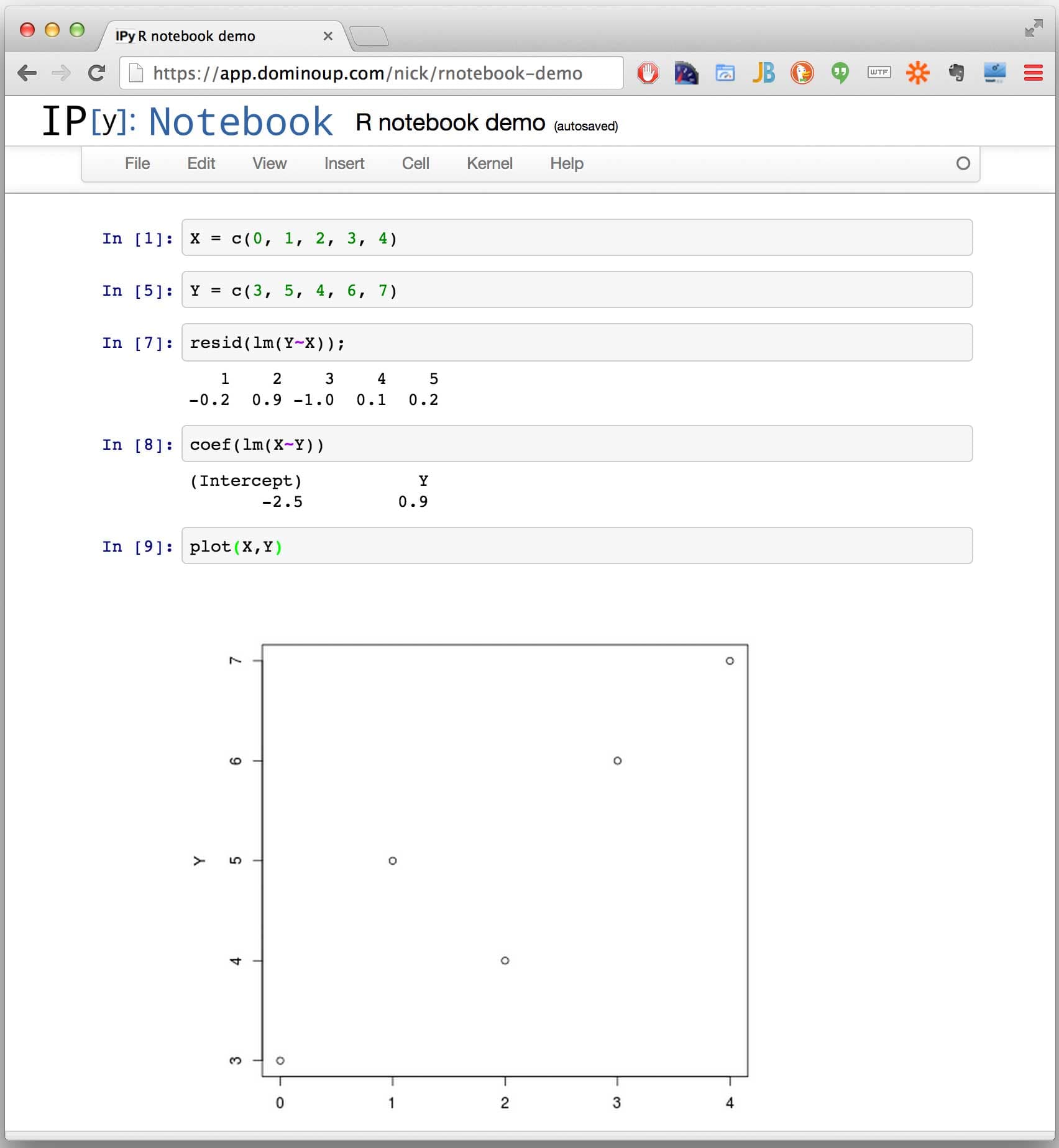 R notebook demo in Domino