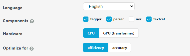 Quickstart Widget in spaCy